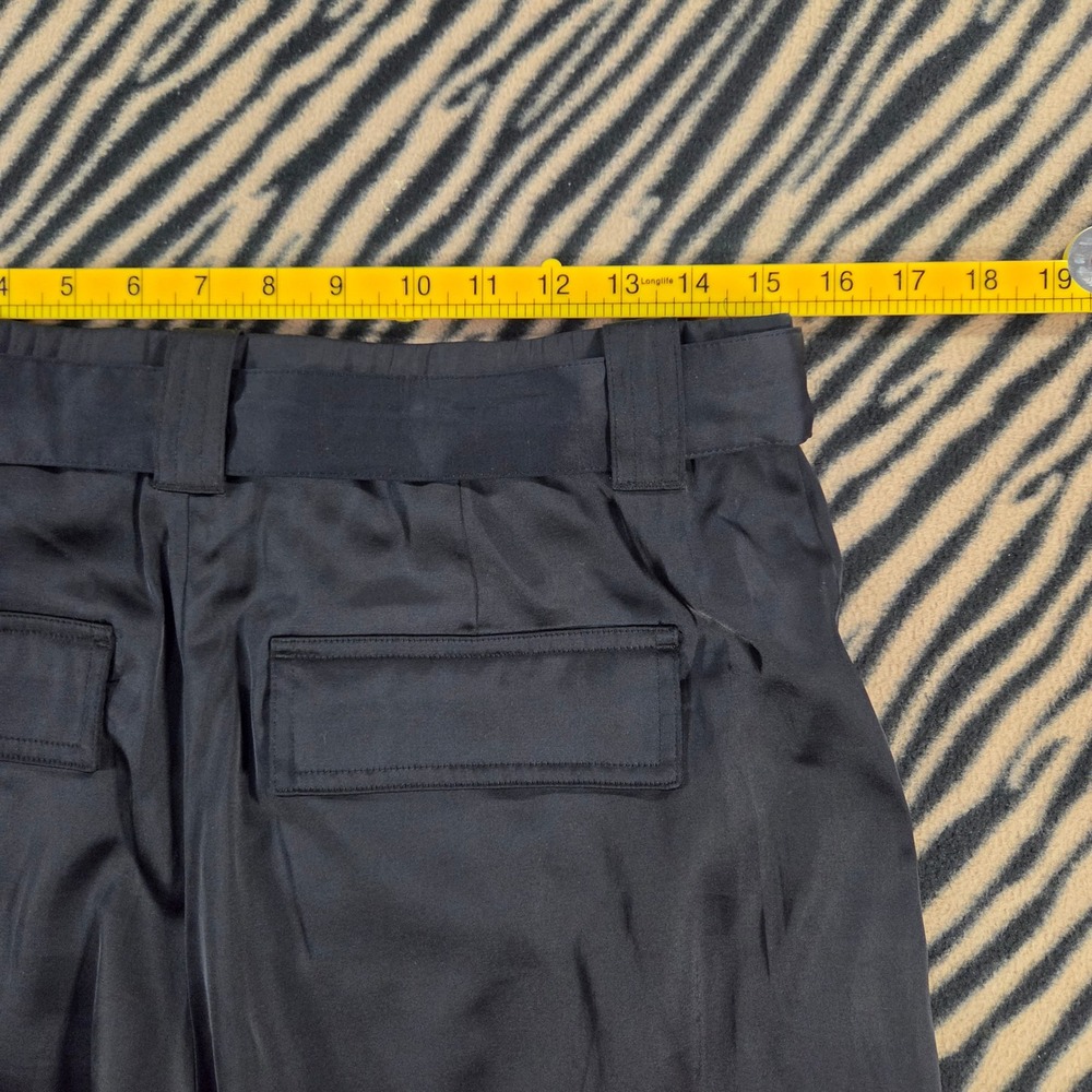Abercrombie & Fitch Black Satin Belted Wide Leg Cargo Pants Size 30/10 - Picture 7 of 10